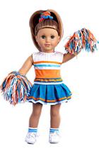 - Cheerleader - 6 Peça Cheerleader Outfit - Blusa, saia, bandana, pompons, meias e sapatos - Roupas se encaixam 18 Polegadas American Girl Doll (Boneca Não Incluída)