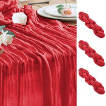 Cheesecloth Table Runner Wokceer, pacote com 3 m, Red Boho Christmas