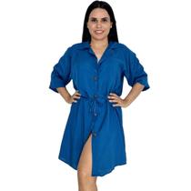 Chemise camisão saída de praia com botões cintinho ajustável