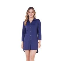 Chemise Crepe Lisa Saída de Praia Manga Longa Cor:Azul MarinhoTamanho:GG Chemise Crepe Lisa Saída de Praia Manga Longa Cor:Azul MarinhoTamanho:GG