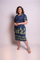 Chemise Curto Com Botões e Bolso - Estampado - Azul Chemise Curto Com Botões e Bolso - Estampado - Azul