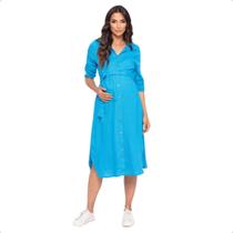 Chemise gestante azul com manga raglan com faixa Chemise gestante azul com manga raglan com faixa