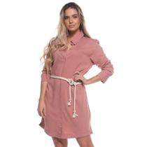 Chemise Manga Longa Viscose Com Cinto