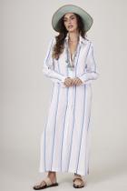 Chemise Midi Listrada Branco Com Azul Estampado Yacamim M7