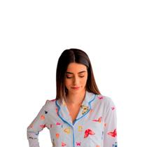 Chemise Sedinha Borboletas Pijama Dormir Vestido Camisão