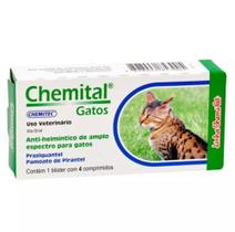 Chemital Anti-Helmético de Amplo Espectro Para Gatos - 4 Comprimidos - Chemitec