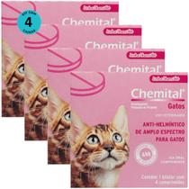 Chemital Com 4 Comprimidos Chemitec Vermífugo Para Gatos Kit Com 4 Cx