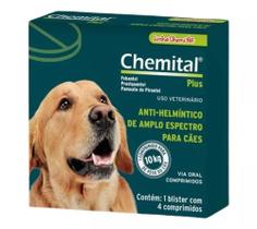 Chemital Plus 4 Comprimidos P/ Cães - Vermífugo - chemitec