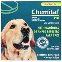 Chemital Plus Com4 Comprimidos ChemitecVermífugo Para Cães