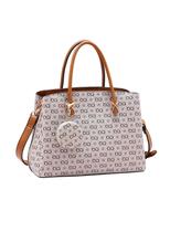 Chenson Bolsa Feminina Bege Monograma Elegance de Mão Chenson Bolsa Feminina Bege Monograma Elegance de Mão