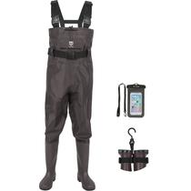Chest Wader TIDEWE Bootfoot, 2 camadas de nylon/PVC, marrom impermeável