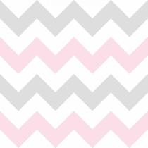 Chevron Branco Rosa Cinza Papel De Parede Infantil 058x250M