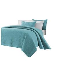 Chezmoi Collection Austin 3-Piece Oversized Bedspread Coverlet Set (Queen, Turquesa)