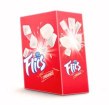 Chiclete flics morango 221g c/ 12 cartelas
