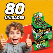 Chiclete Plutonita Recheio Ácido Display Caixa com 40Un Cabeça de Abóbora, Baba de Bruxa, Língua Ácida, Abraço Congelante