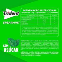 Chiclete Spearmint Trident 30,6g 18 Unidades Sem Açúcar Chiclete Spearmint Trident 30,6g 18 Unidades Sem Açúcar