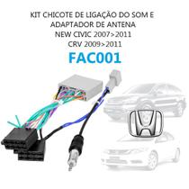 Chicote Conector Iso 16 Vias Adaptador Som Antena New Civic Crv