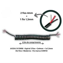 Chicote Elétrico Espiral 3 Fios - 2x4mm² / 1x1,50mm² Chicote Elétrico Espiral 3 Fios - 2x4mm² / 1x1,50mm²