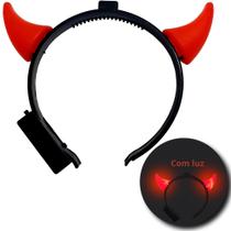 Chifrinho Vermelho de Luz de Led para Fantasia Halloween
