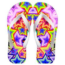 Chinela Feminina Casual Estrelas de Cores Alegres Estampa Verão Linda Bonita Estilosa