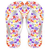 Chinela Feminina Estampa Florida Borboleta Colorida Modelo Adulto Fofo Macio e Confortável