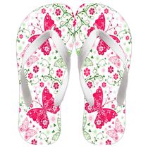 Chinela Feminina Estampa Florida Borboleta Rosa Modelo Delicado Macio e Confortável