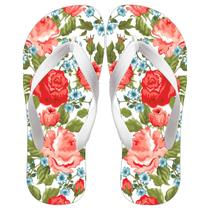 Chinela Feminina Estampada Florida Rosa Delicada Casual Modelo Estiloso Macio e Confortável Chinela Feminina Estampada Florida Rosa Delicada Casual Modelo Estiloso Macio e Confortável