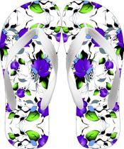 Chinela Feminina Florida Roxo com Folhas