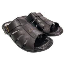 Chinelão masculino magnetico em couro preto cod: 95