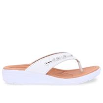 Chinelo Anabela Couro Detalhe Enfeite