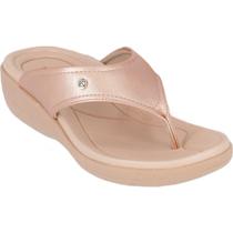 Chinelo Anabela Fascite Plantar Wide Fit Calce Perfeito Metalizado 239019 Piccadilly Ouro Rosado