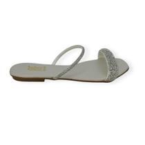 Chinelo anna flor rasteira casual feminino 202-81a off white