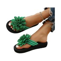 Chinelo Artesanal Vermelho Decorado Com Flores 36-44 Sandálias Casuais Confortáveis Para Mulheres