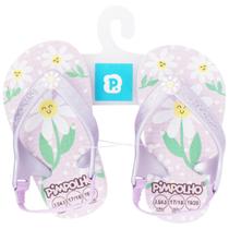 Chinelo Baby Pimpolho Elástico Bebê Menina Lilas/Flores