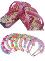 Chinelo barbie e frozem mais tiara infantil feminina , qualidade e preço justo para sua filha