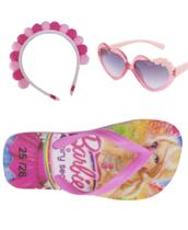Chinelo barbie , minei e skye mais tiara e oculos infantil feminino , super kit para sua filha