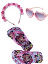 Chinelo barbie ,skye e minei mais tiara e oculos infantil feminino , super kit 3 em 1 para sua filha
