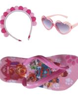 Chinelo barbie ,skye e minei mais tiara e oculos infantil feminino , super kit 3 em 1 para sua filha