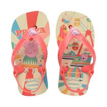 Chinelo Bebê Elástico Peppa Pig Infantil Menina Havaianas Buttercream/Coral 19