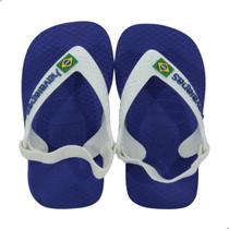 Chinelo Bebe Havaianas Brasil Logo Azul e Branco