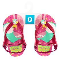 Chinelo Bebê Infantil Elástico Pimpolho Menina Rosa Papagaio