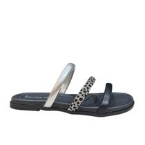 Chinelo Beira Rio Feminino 8507.104 Conforto Strass Preto
