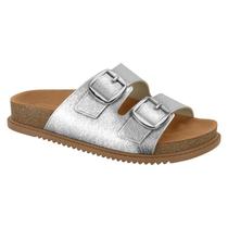 Chinelo beira rio feminino com fivelas metalizado 8523.102.27054