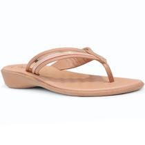 Chinelo Beira Rio Salto Baixo Feminino - Bege