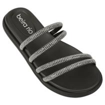 Chinelo Beira Rio Slide Black Diamond Tira De Strass Super Leve e Confortável Fem 8488.125 (66469)