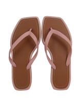 Chinelo Bico Quadrado Dedo Feminino Casual Verão Nude