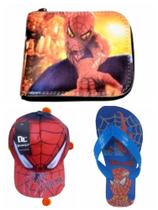 Chinelo bone e carteira do homem aranha , kit 3 em 1 ,super presente para seu filho