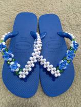 Chinelo Bordado Azul Naval 35/36 Chinelo Bordado Azul Naval 35/36