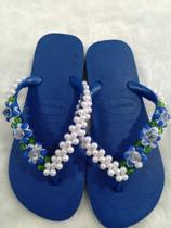 Chinelo bordado azul naval 35 37 39 41