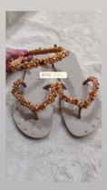 Chinelo bordado flat areia 37/38 com tiara bordada